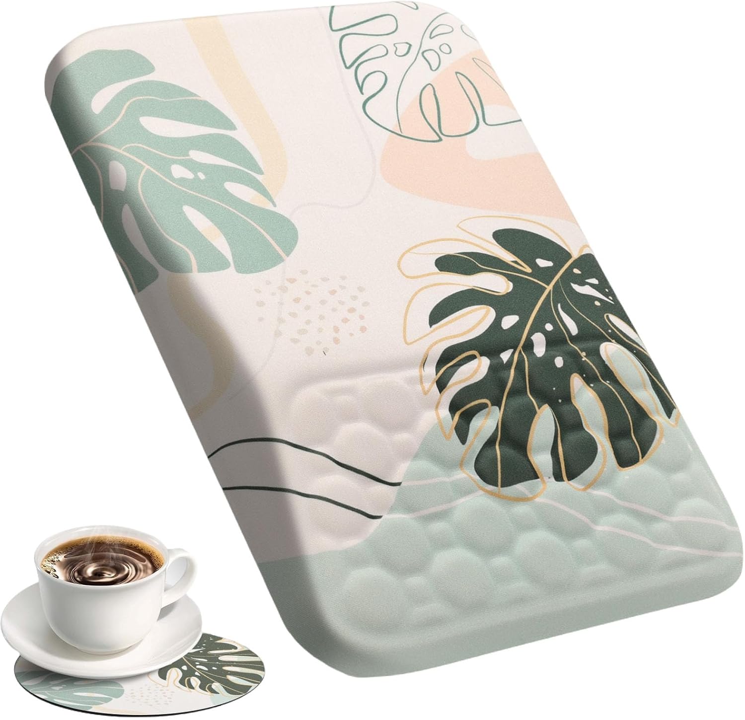 Ergo Memory Foam Mouse Pad w/ Wrist Rest - Cute Green Palm 