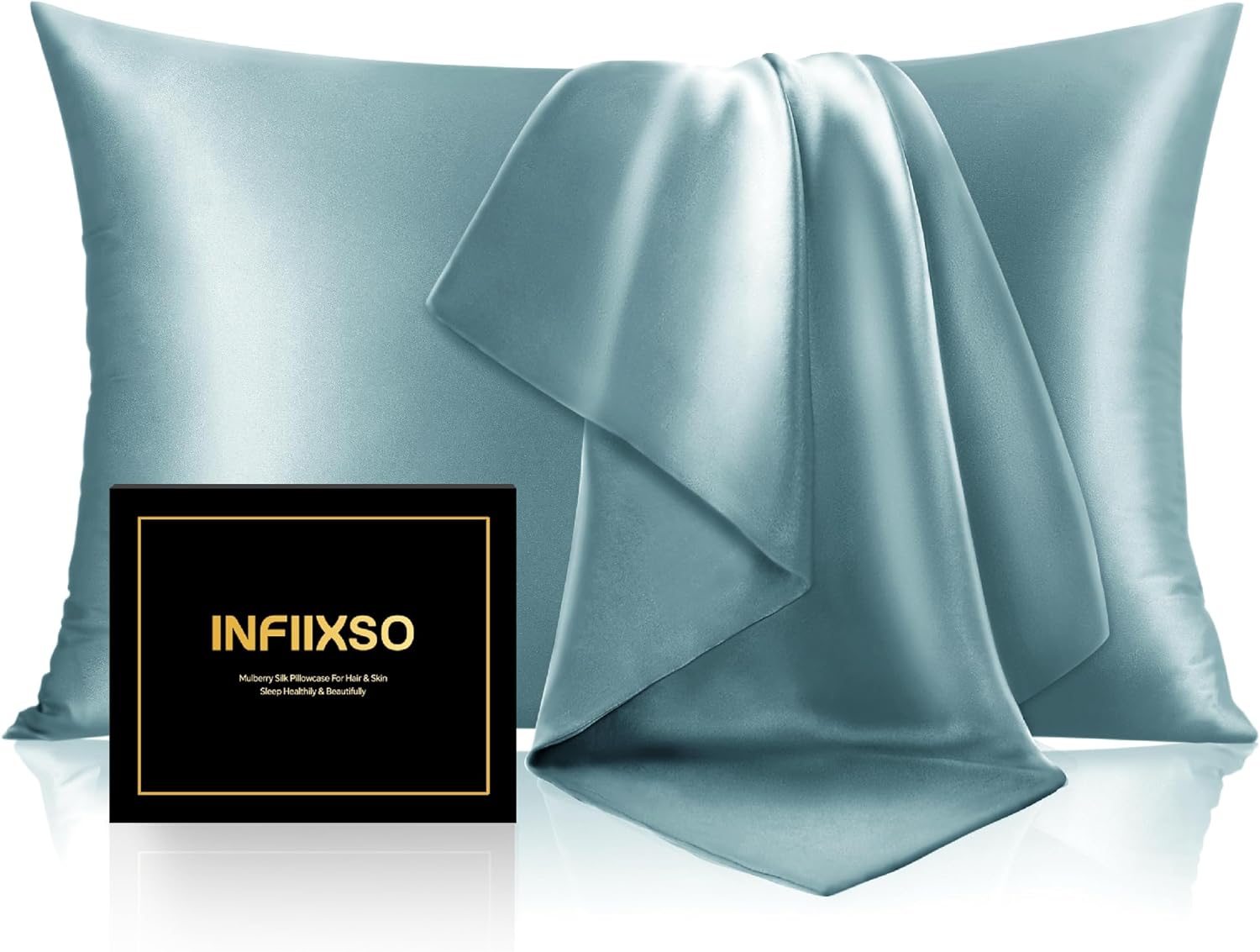 INFIIXSO Mulberry Silk Pillow Cases King Size Set of 2