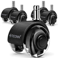 Office Chair Caster Wheels 2ft Dual Wheels Set of 5 - Smooth Quiet