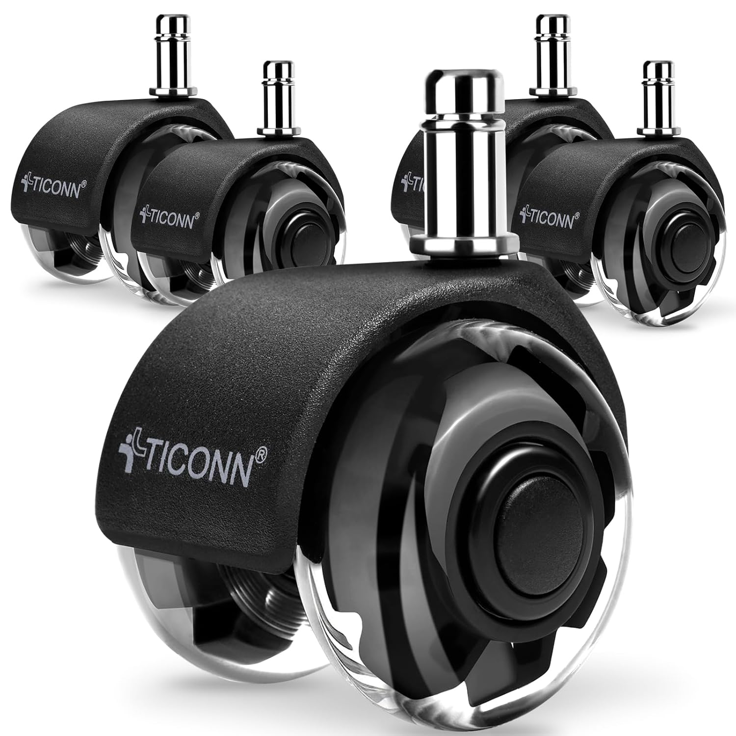 TICONN Office Chair Caster Wheels Set of 5 - Smooth Roll on Tile & Wood Floors!