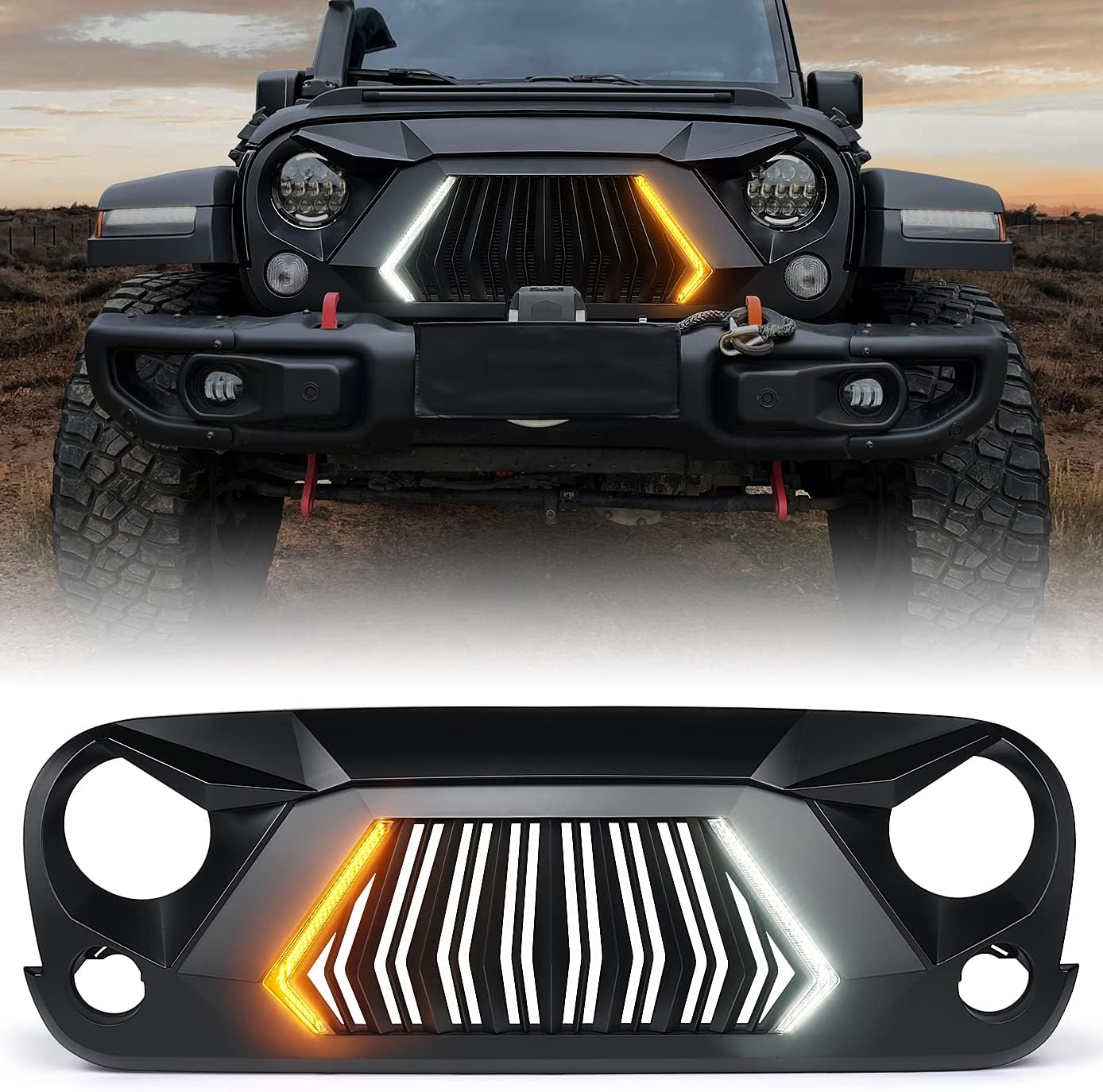 Xprite Front Grill for 2007-2018 Jeep Wrangler JK JKU Models