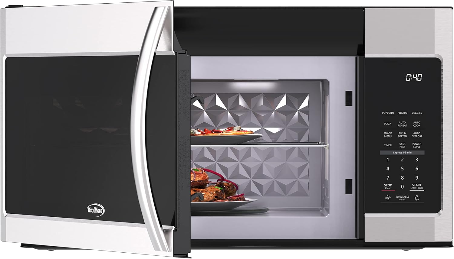 KoolMore 30 Microwave Oven & Vent Hood Combo, Auto Cook, Reheat, 11 Power Levels