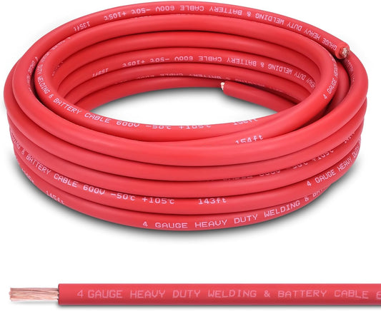 4 Gauge Battery Cable by Shirbly - 30FT Red Pure Copper Wire