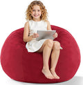2 ft Red Velvet Bean Bag Chair - Small Teardrop Seat