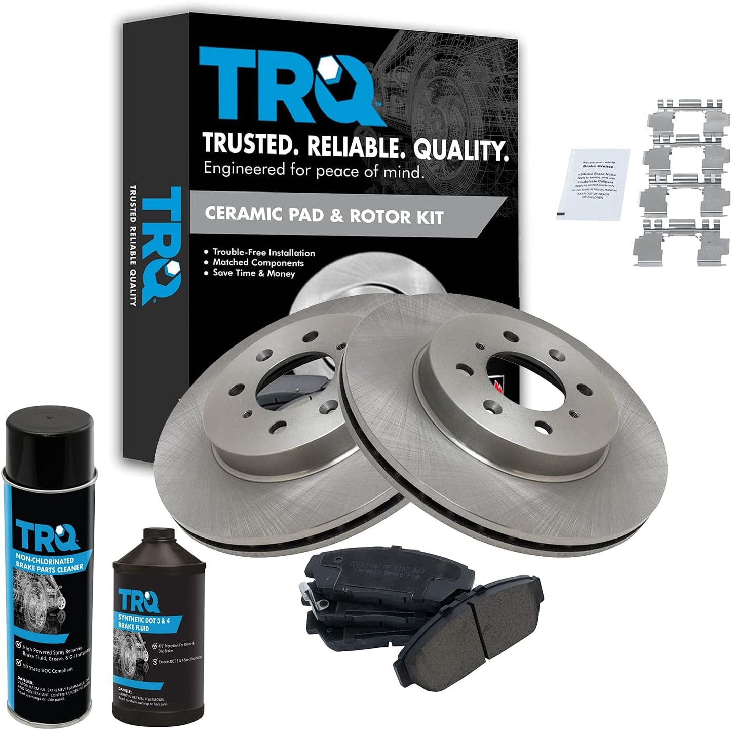 TRQ Front Brake Pad & Rotor Kit for Acura Integra & Honda Civic