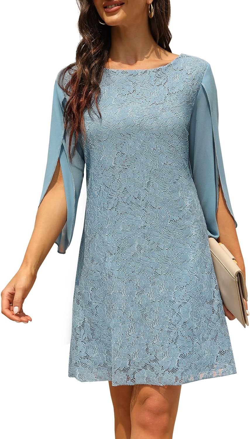 Elegant Wedding Guest Cocktail Dresses with Slit Sleeve Feature