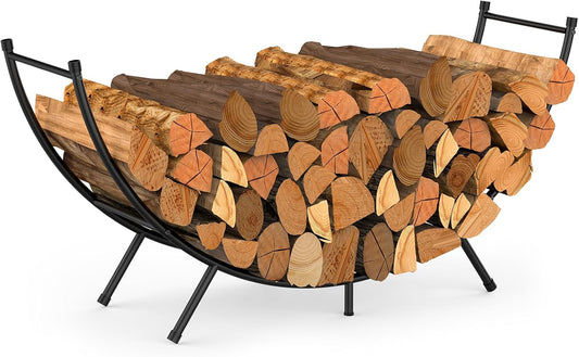 NANANARDOSO Curved Firewood Rack for Indoor and Outdoor Use