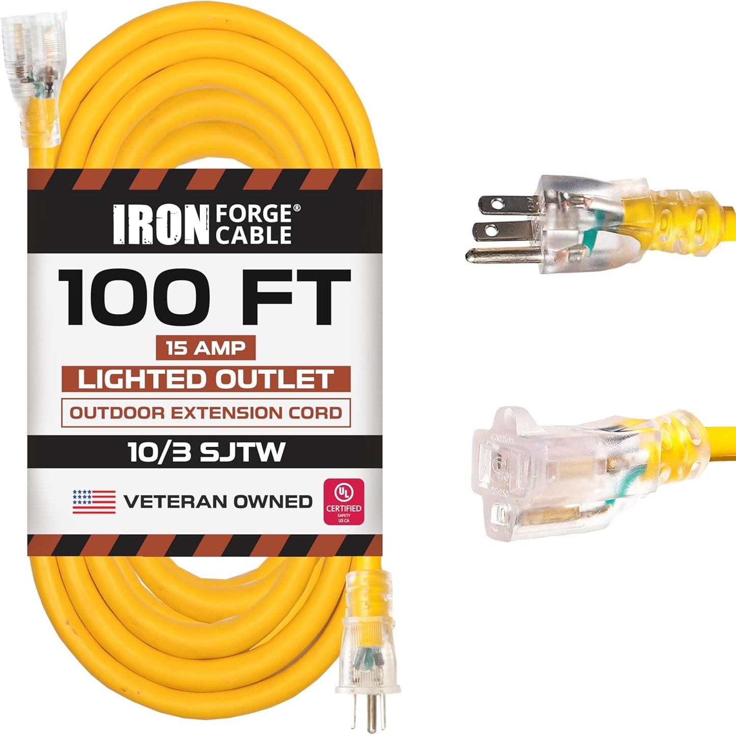 Iron Forge Cable 100 Ft Outdoor Extension Cord - Heavy Duty 10 Gauge