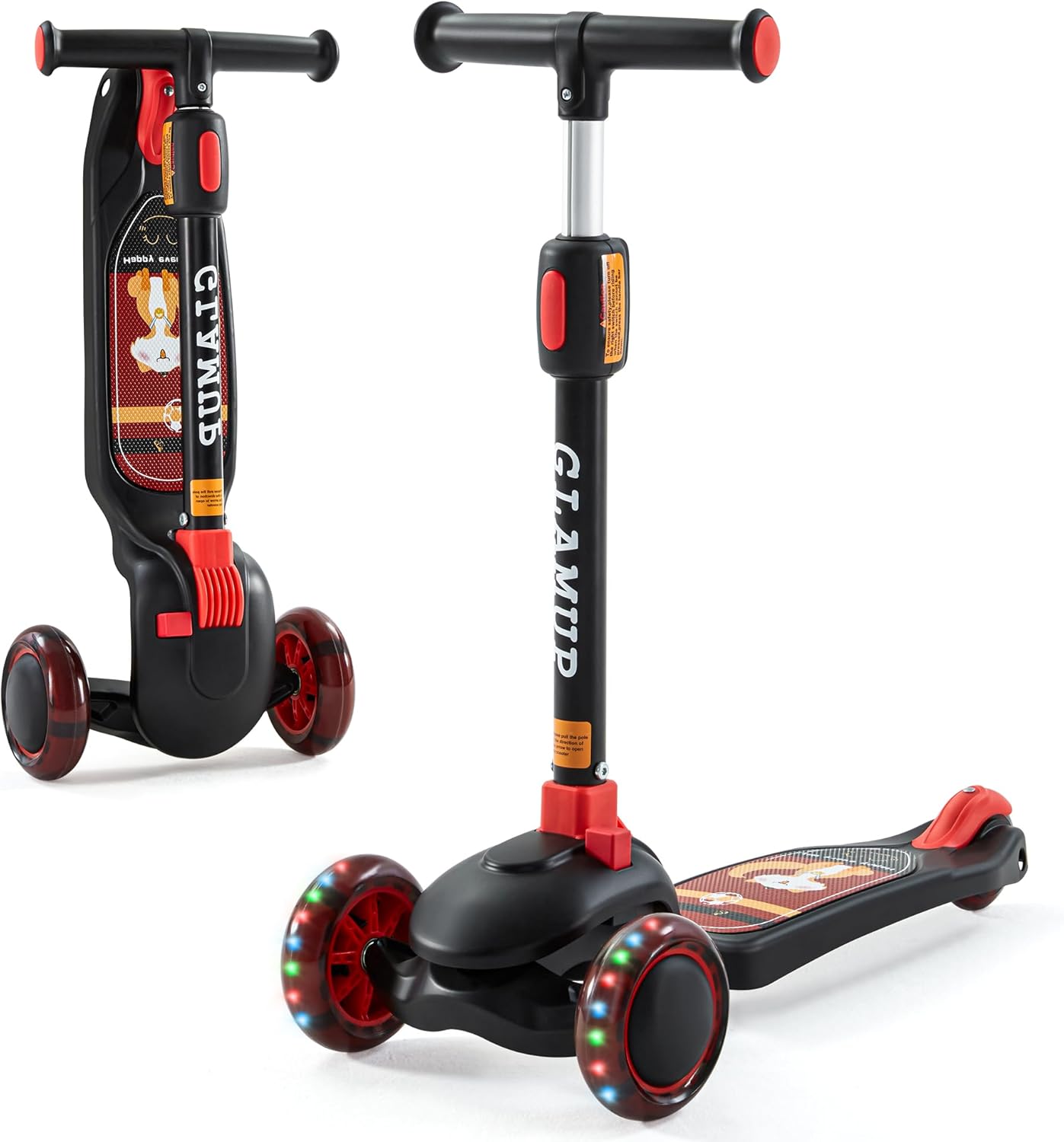 GLAMUP Kids Kick Scooter 3 Wheels for Ages 3-14, Adjustable