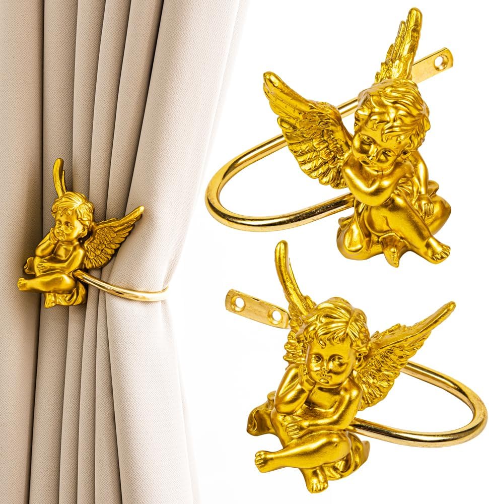 Golden Angel Curtain Holdbacks - Elegant & Sturdy Set