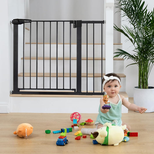 COMOMY 30 Tall Baby Gate for Stairs and Doorways, Black
