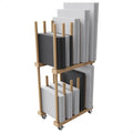 Art Canvas Storage Rack with Handle & Wheels - Beech Wood Organizer