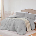 Queen Comforter Set Lightgrey 3PCS - Soft, Lightweight All-Season