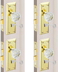 Antique Mortise Keyed Lock Set with Fluted Glass Knobs - 4 Pack