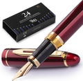 Majesti Fountain Pen Set - Luxury Red Pen with 24K Gold Finish
