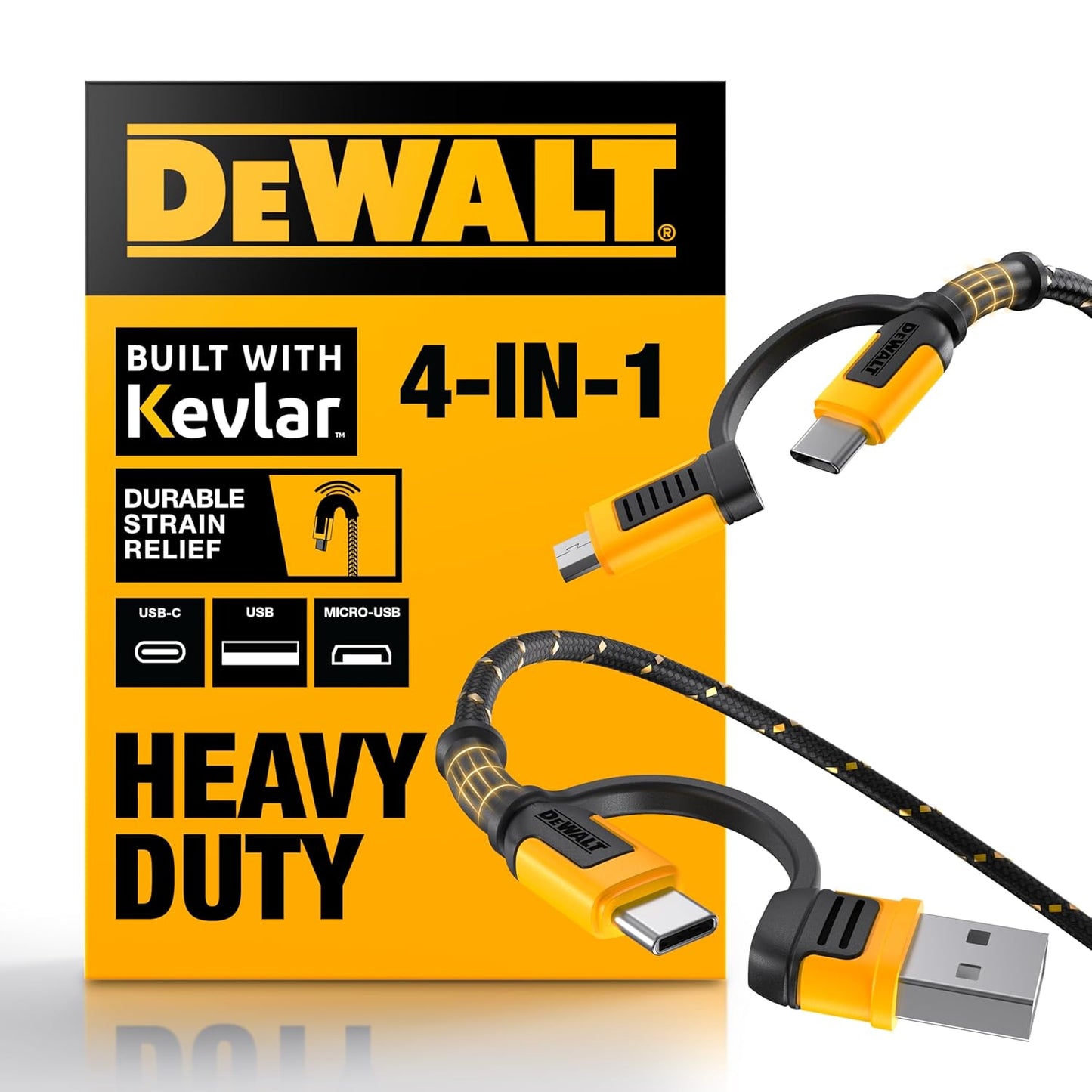 DEWALT 4-in-1 Smart Charger Cable (6ft, Black)