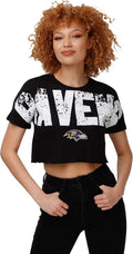 Distressed Wordmark Crop Top Shirt for Women with NFL Team Logo