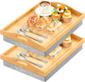 Bamboo Lap Tray 2-Pack with Detachable Pillow - Versatile Wooden Lap