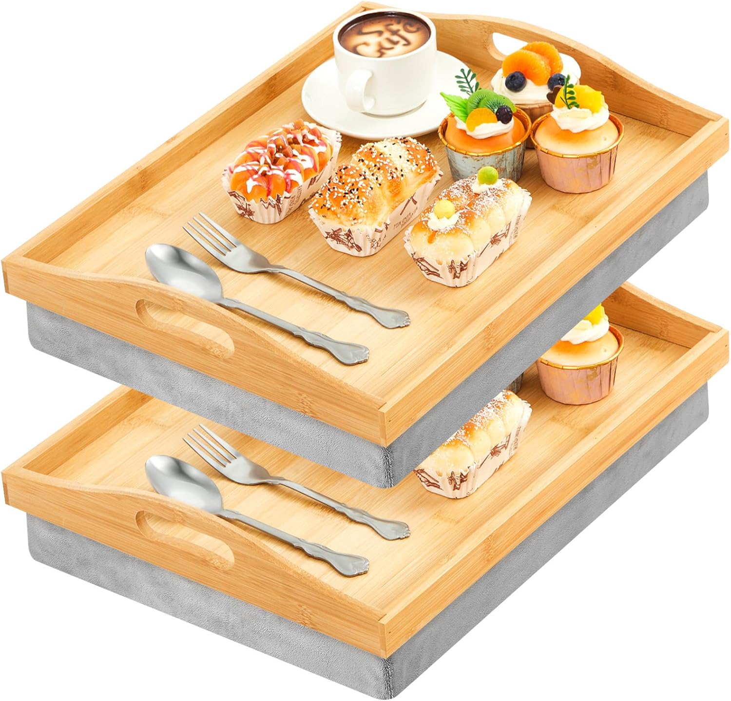 Bamboo Lap Tray Set with Detachable Pillow for Comfort and Style