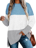 NIASHOT Womens Sweaters Crewneck Long Sleeve Side Slit Tunic Tops