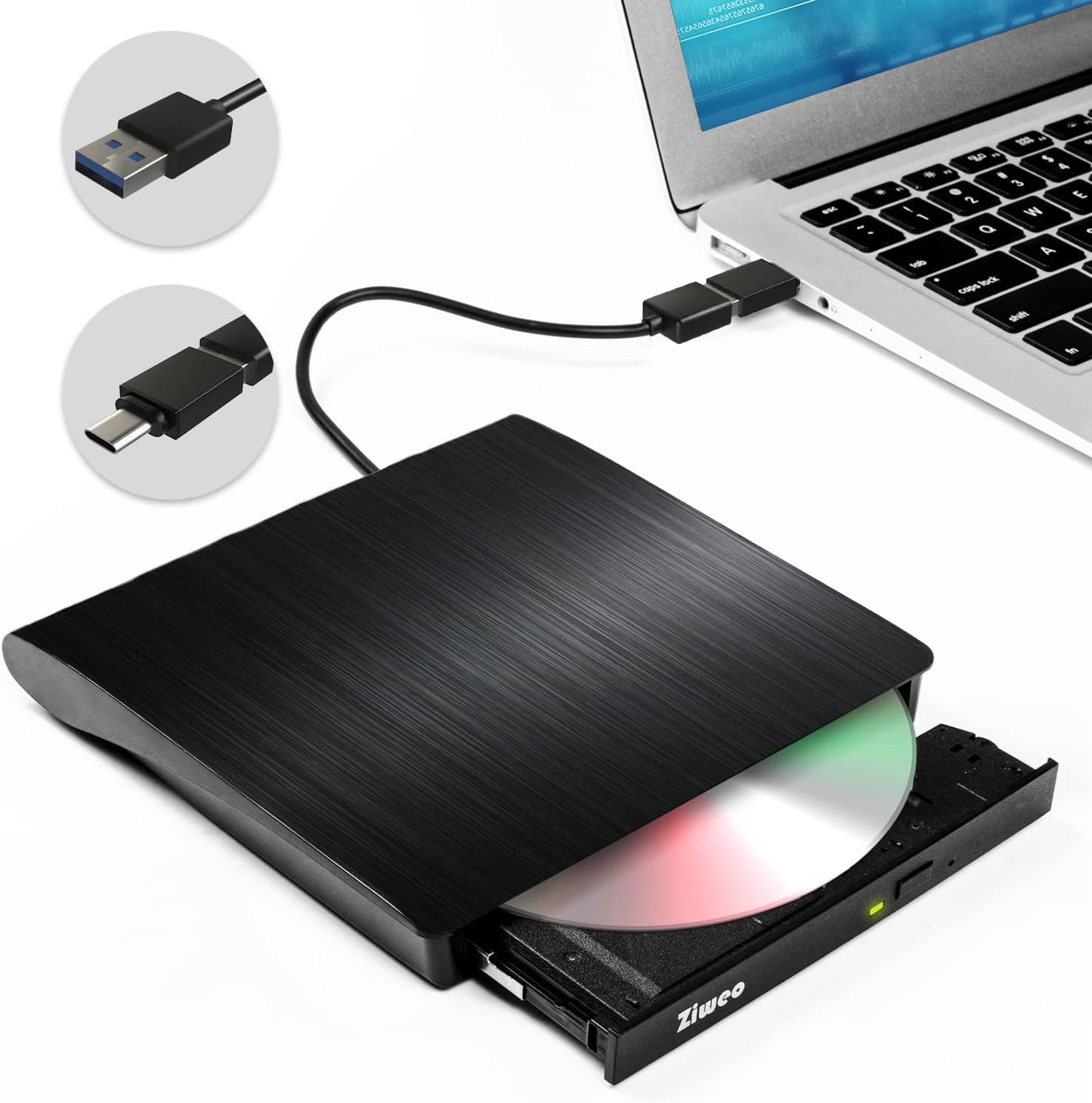 Portable CD/DVD Drive: Burner & Player ~ Mac/PC