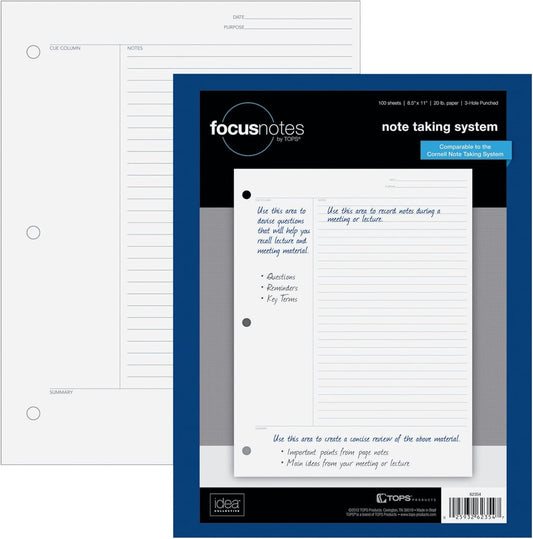 100-Sheet Oxford FocusNotes Filler Paper for Efficient Note-Taking