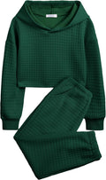 Girls 2 Piece Waffle Knit Tracksuit Set - Comfortable Everyday Style