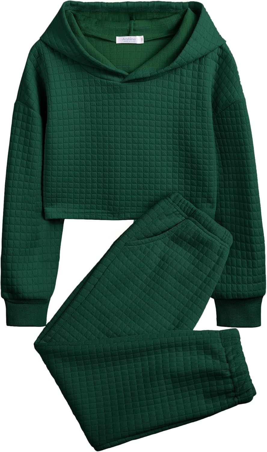 Arshiner Girls 2 Piece Outfit Waffle Knit Pullover Tracksuit