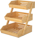 Large 3 Tier Bamboo Fruit Basket Stand for Kitchen Countertop - Space