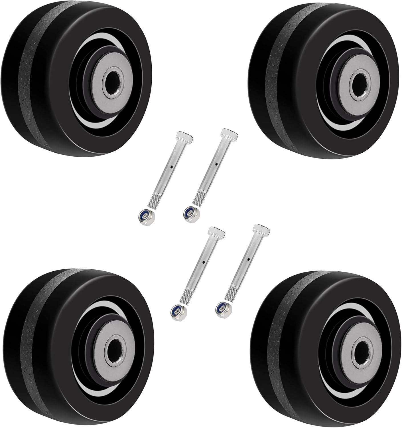 4 Pack 4in Phenolic Wheel with Rolling Bearing for Heavy Loads