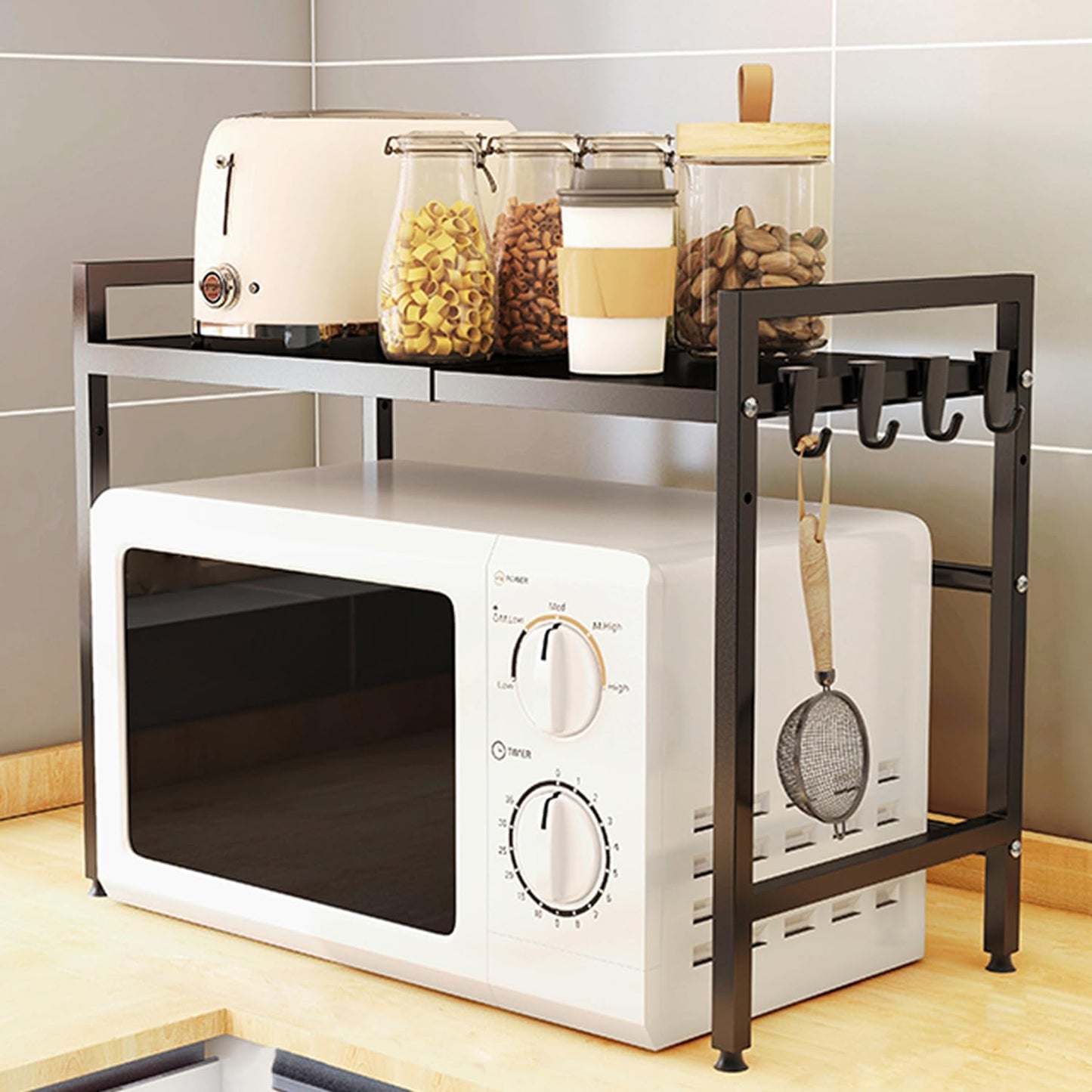 2-Tier Microwave Rack - Space-Saving & Stylish Storage Solution