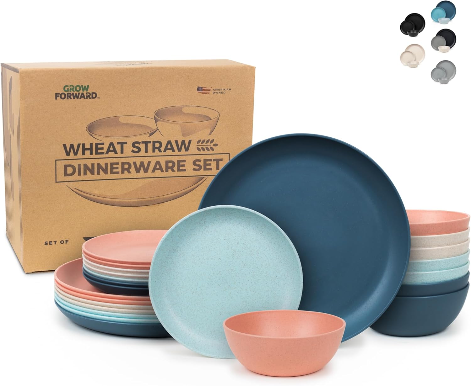 Premium Wheat Straw Dinnerware Set for 8 - Unbreakable & Stylish
