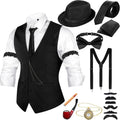 1920s Men Costume Accessories Set - Complete Gangster Vest Hat Pack