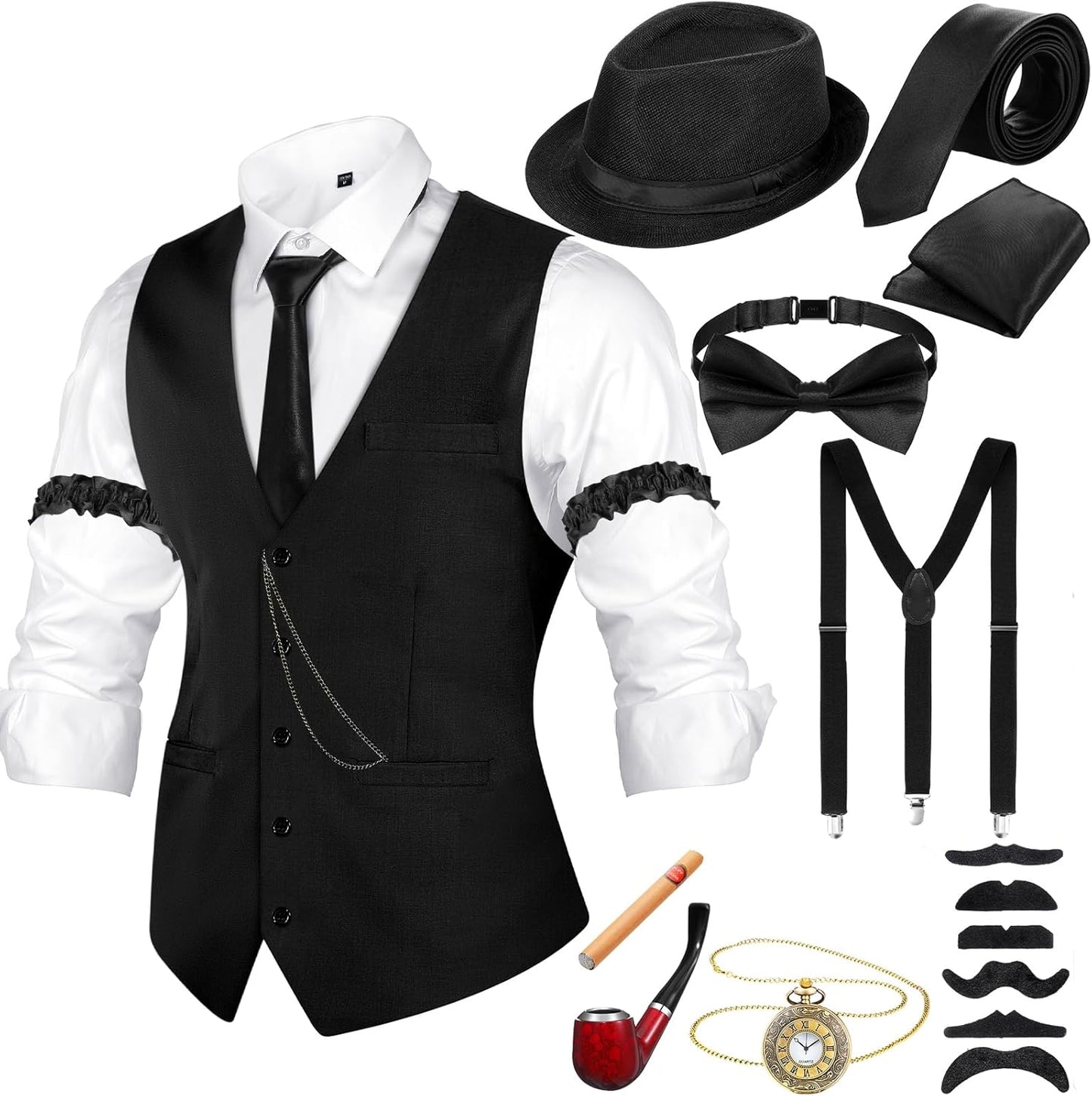 Neer 1920s Men Costume Accessories for Vintage Gangster Look