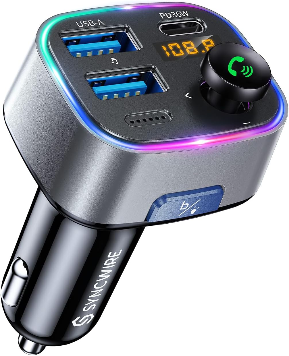 Syncwire Bluetooth 5.3 Car Adapter: Hi-Fi Sound, Fast Charge