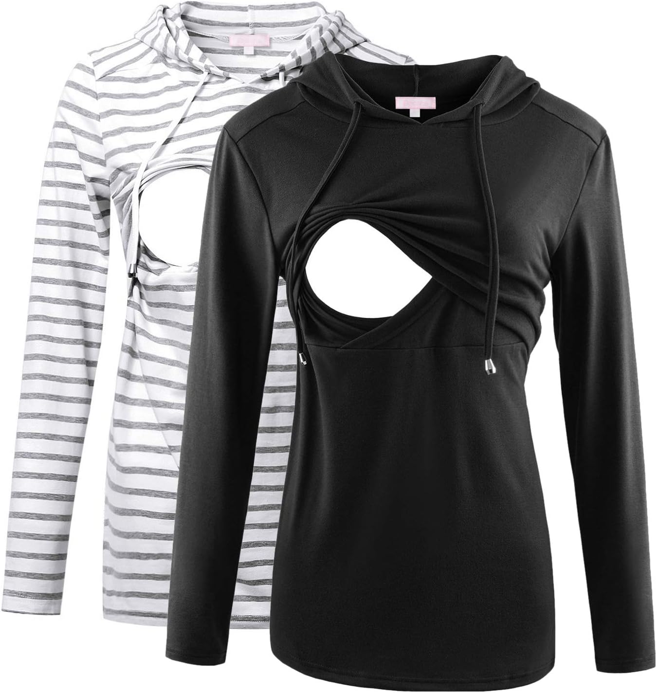 Bhome Nursing Shirt Long Sleeves Hoodie for Breastfeeding Moms