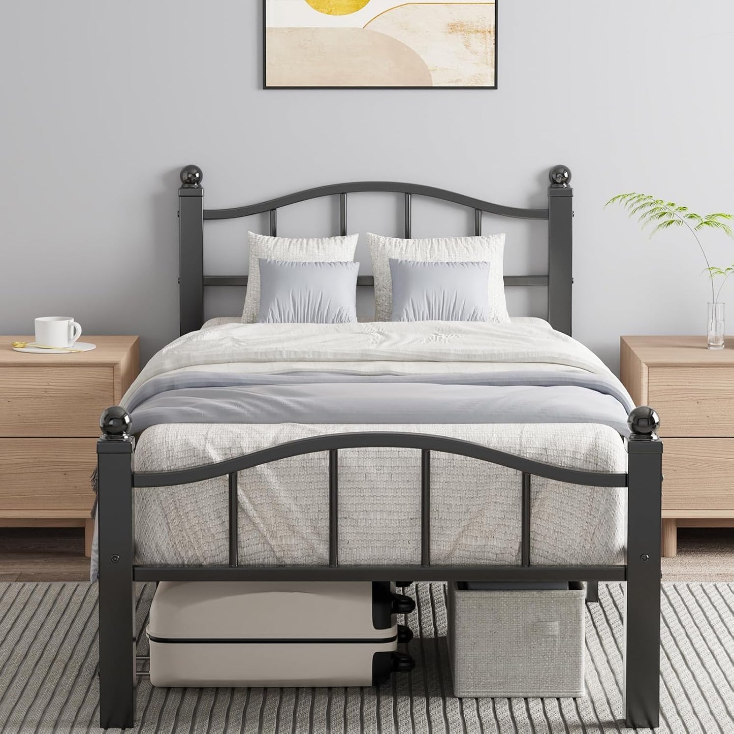 Twin XL Bed Frame with Noise-Free Design and Storage Options