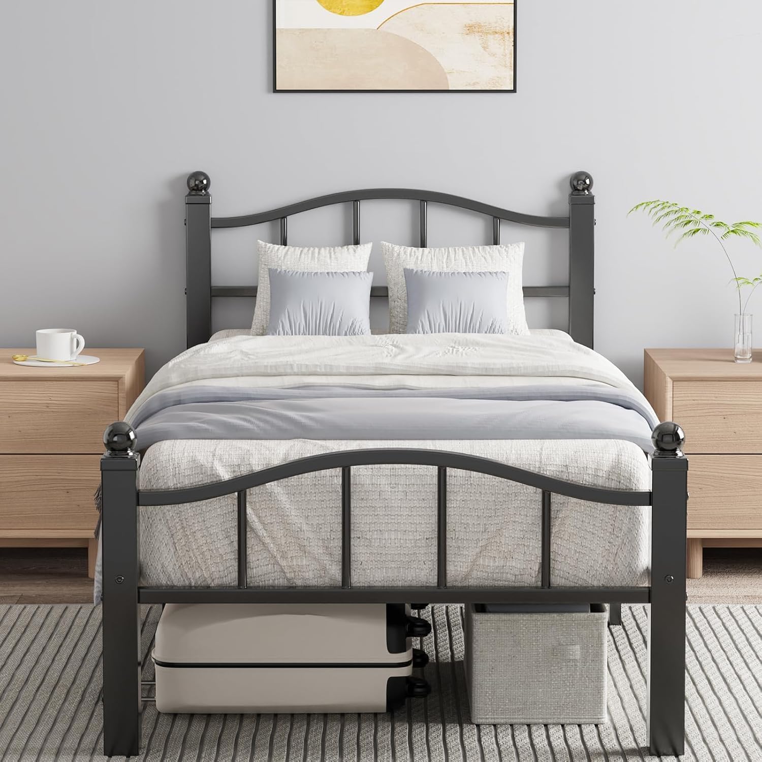Twin XL Bed Frame with Noise-Free Design and Storage Options