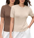 DAIMIDY Women's Short Sleeve Crew Neck Sweater - Lightweight Comfort