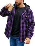 Men's Thick Fleece Plaid Jacket Flannel Sherpa Lined Zip Hoodie - Warm