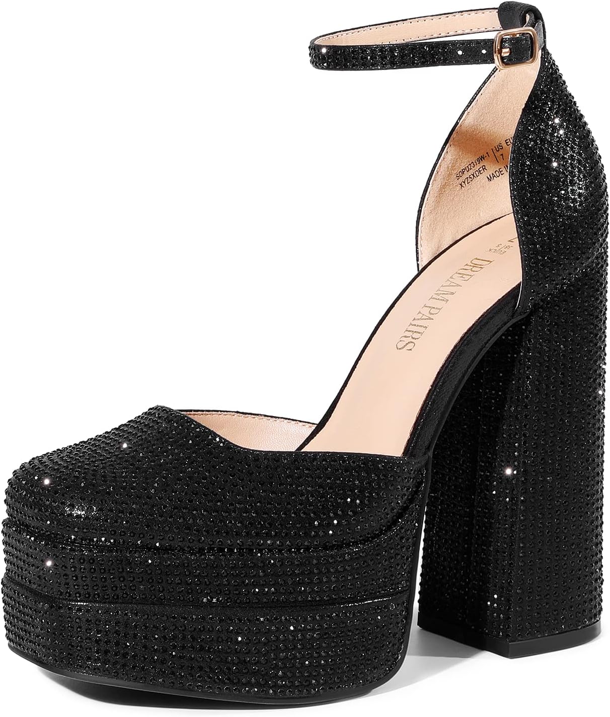 DREAM PAIRS Womens High Chunky Platform Closed Toe Block Heels