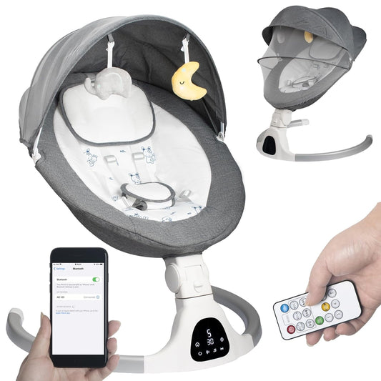Portable Baby Swing with Bluetooth and 5 Speeds for Comfort