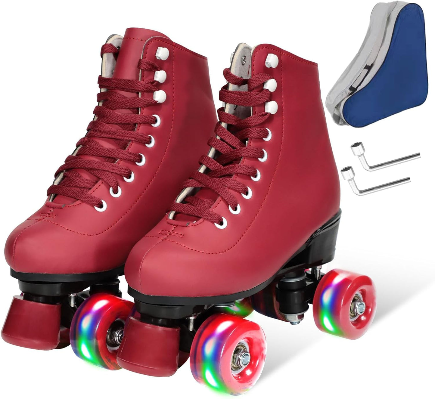 Wiwiy Roller Skates for Women and Men - Adjustable Four-Wheel Skates