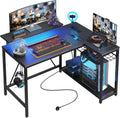 Bestier 42in L-Shaped Gaming Desk with Power Outlets & LED Lights