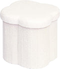 Boucle Flower Storage Ottoman Cube 15in - Soft Faux Teddy Footstool