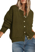 Long Sleeve Crewneck Button Down Cardigan Sweater - Cozy Fall Staple