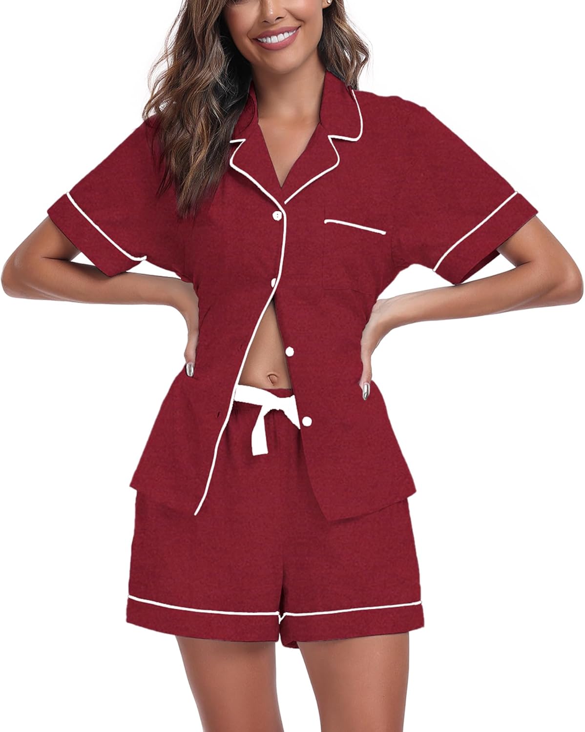 COLORFULLEAF Womens 100% Cotton Pajamas Short Set for Summer