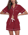 COLORFULLEAF Womens 100% Cotton Pajamas Set Short Sleeve - Cozy Cotton