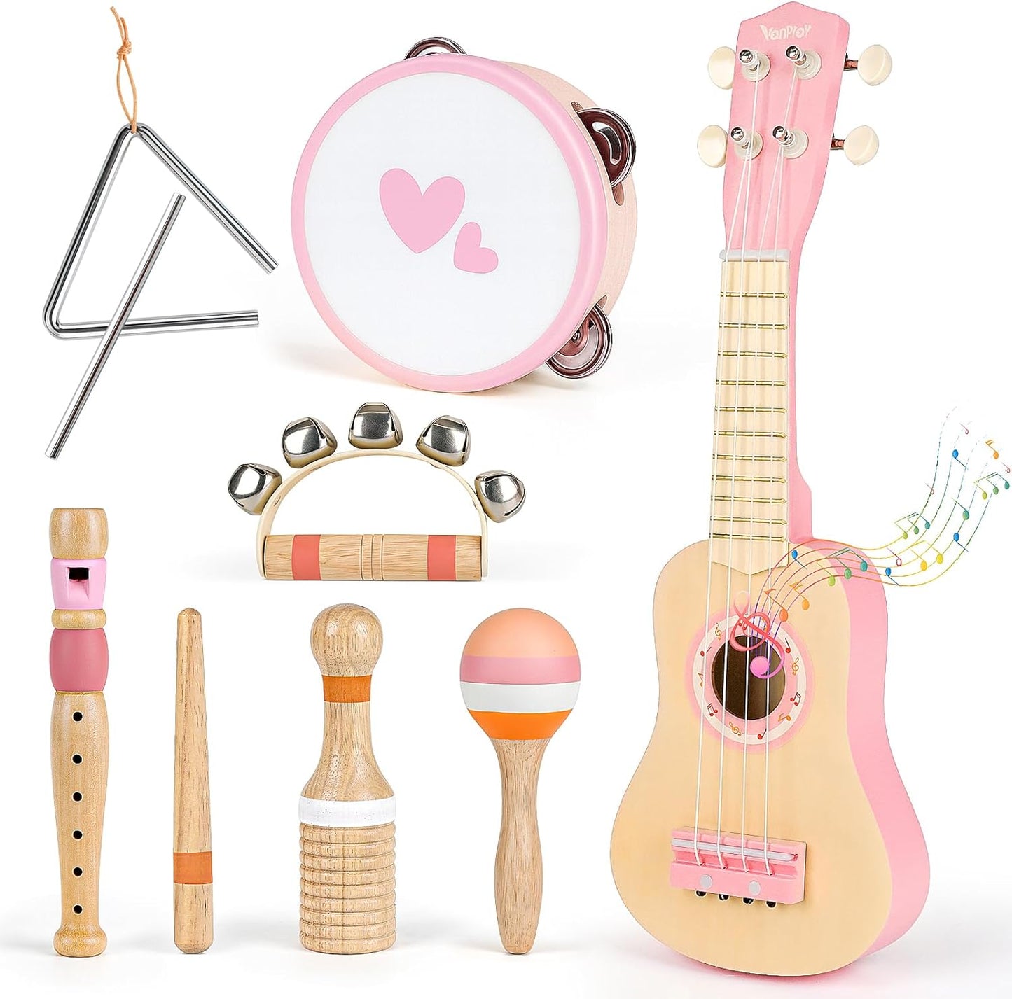 Kids Guitar Set for Girls - 7 in 1 Musical Instruments Fun