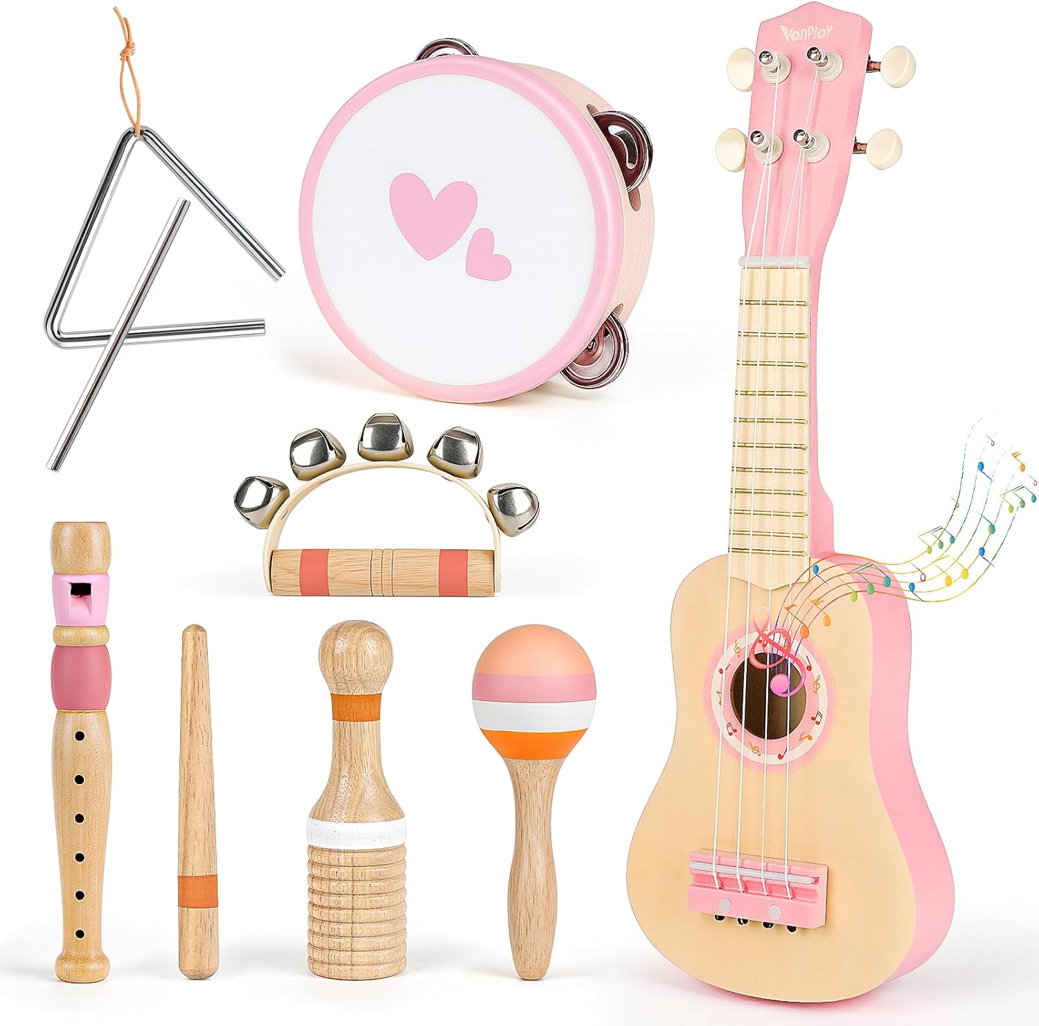 Kids Guitar Set for Girls - 7 in 1 Musical Instruments Fun
